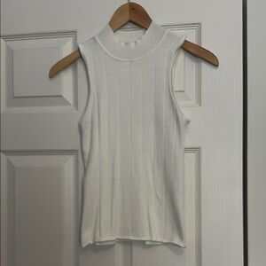 White Sleeveless Ribbed Top